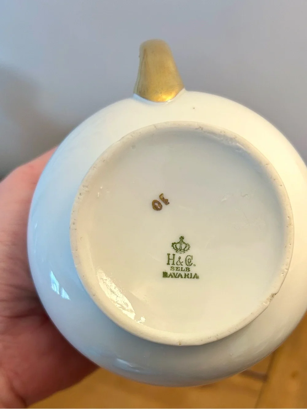 Vintage White Porcelain Sugar Bowl and Creamer Set with Blue